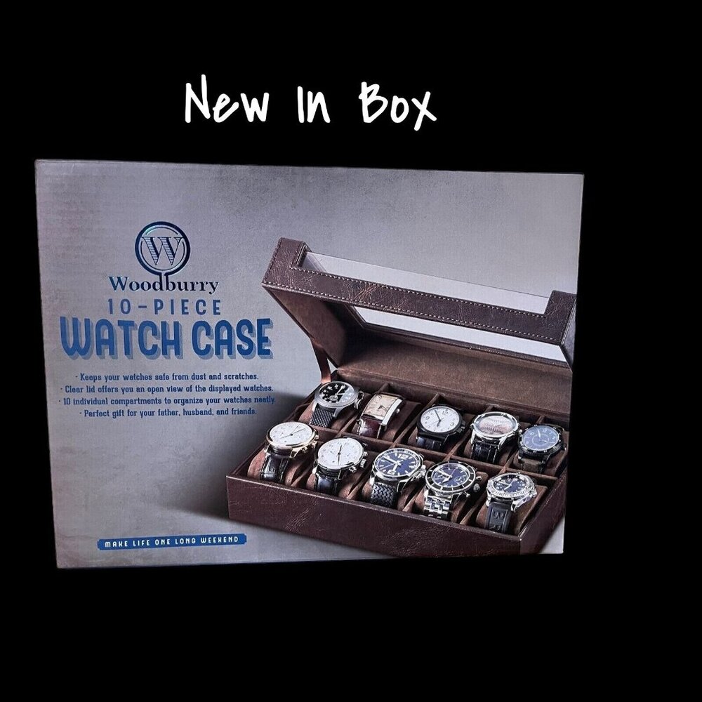 Woodbury Watch Case Collection Organizer 10 Piece Brown Brand New In Box
